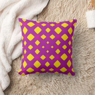 Boho Bright Yellow and Purple Throw Pillow