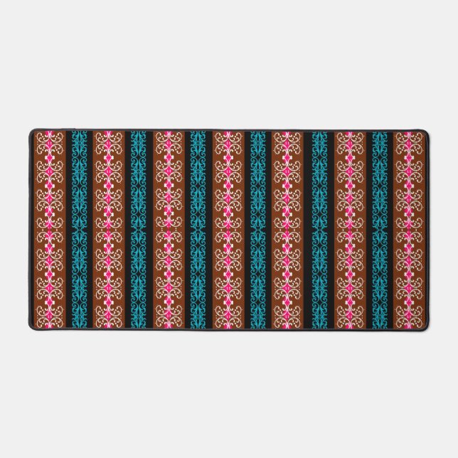 Boho Brocade Stripe Desk Mat (Front)