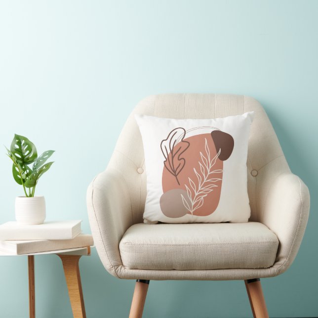 Boho Brown Beige Neutral Colours Abstract Throw Pillow (Chair)