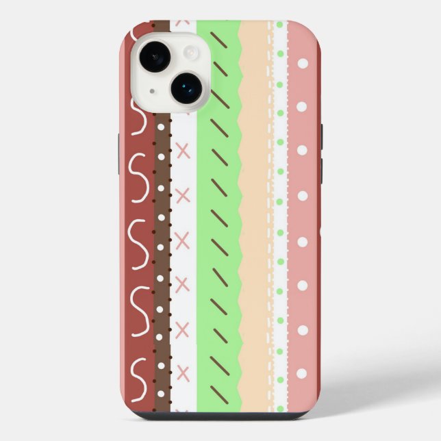 Boho Brown, Burgundy, Green and Mauve Whimsical  iPhone Case (Back)
