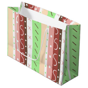 Boho Brown, Burgundy, Green and Mauve Whimsical Large Gift Bag