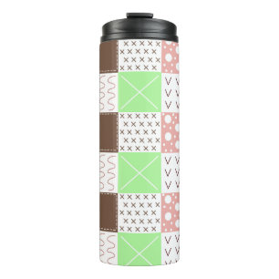Boho Brown, Burgundy, Green and Mauve Whimsical    Thermal Tumbler