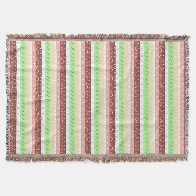 Boho Brown, Burgundy, Green and Mauve Whimsical  Throw Blanket (Front)