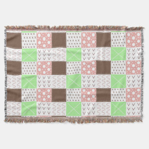 Boho Brown, Burgundy, Green and Mauve Whimsical Throw Blanket