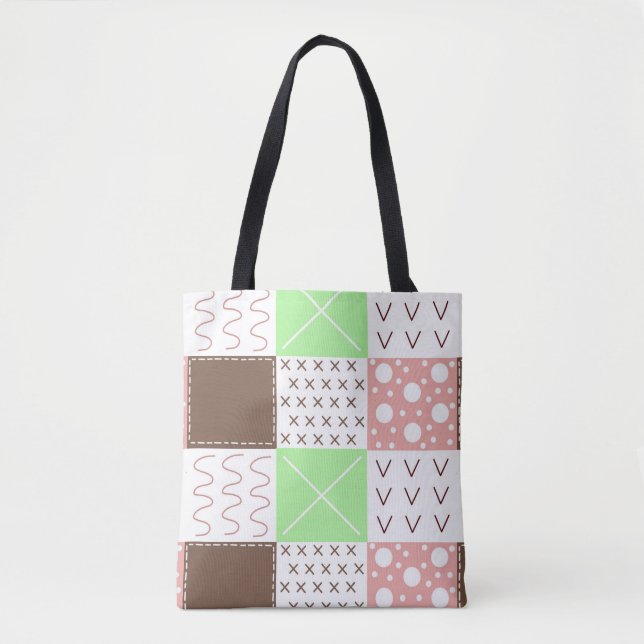 Boho Brown, Burgundy, Green and Mauve Whimsical  Tote Bag (Front)