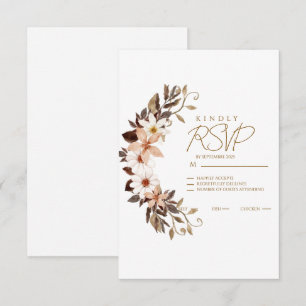 Boho Brown Floral RSVP Card