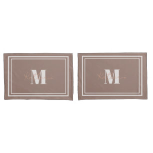 Boho Brown Named Pillow Case Colour 9C7F74