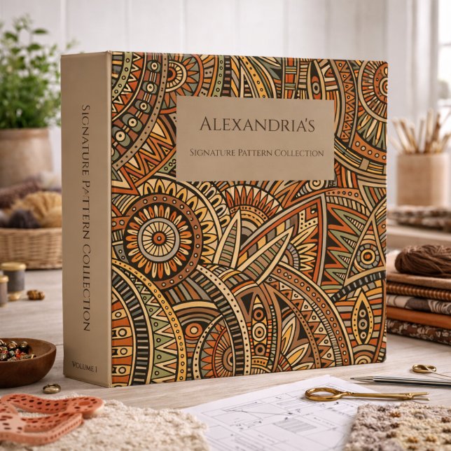 Boho Brown, Rust & Black Monogram Pattern Keeper Binder (Creator Uploaded)