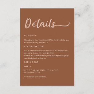 Boho Brown Terracotta Trendy Details Enclosure Card