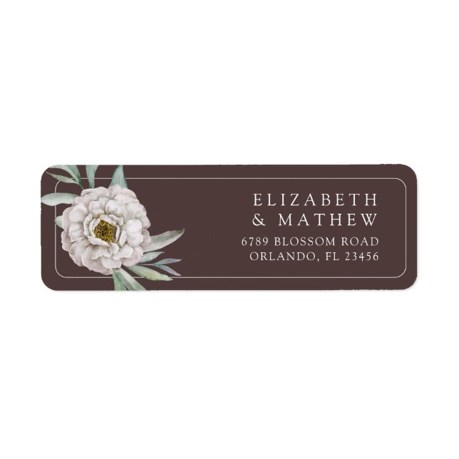 Boho Brown & White Floral Wedding Label (Devant)