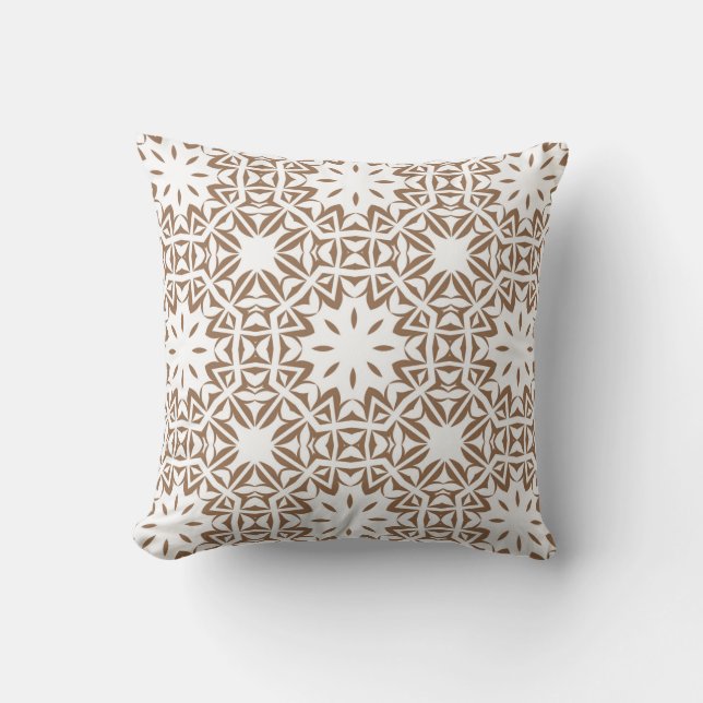 Boho Brown White Pattern   Outdoor Pillow (Front)