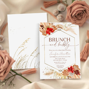 Boho Brunch and Bubbly   Terracotta Bridal Shower Invitation
