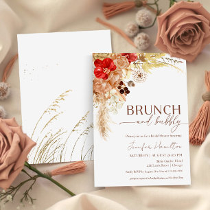 Boho Brunch and Bubbly   Terracotta Bridal Shower Invitation