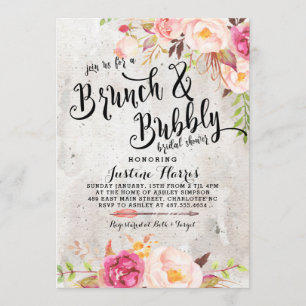Boho Brunch et bulle nuptiale douche Invitation