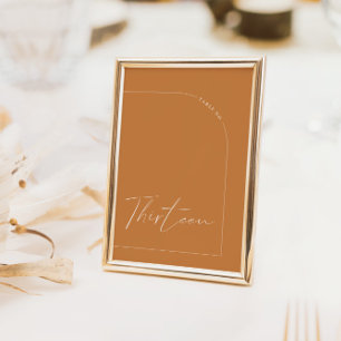 Boho Brunt Orange Arch Table Thirteen Table Number