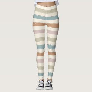 Boho Brush Stripes Seamless Earth Tone Leggings