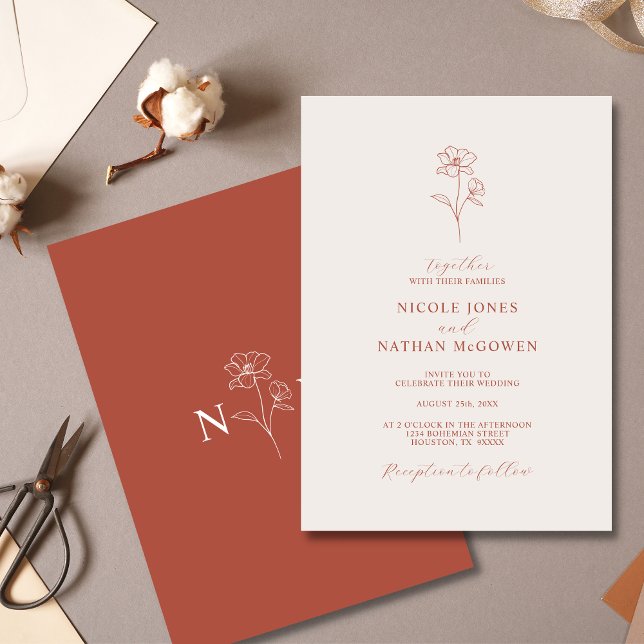 Boho Budget Terracotta Rust Flower Wedding | DIY I Invitation (Creator Uploaded)