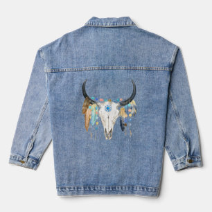 Boho Bull Skull Women's Denim Jacket