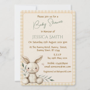 Boho Bunny Baby shower neutre Invitation
