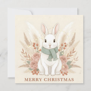 Boho Bunny Christmas Holiday Card