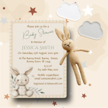 Boho Bunny Neutral  Baby Shower Invitation