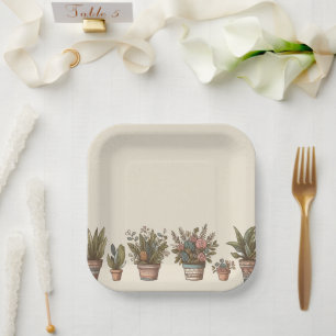 Boho Bunting Bridal Shower Paper Plate