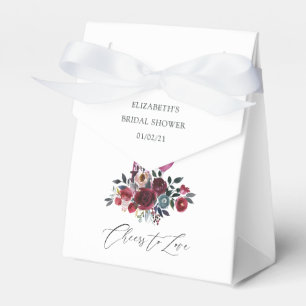 Boho Burgundy and Navy Wine Tasting Bridal Shower Favor Box