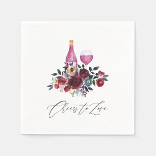 Boho Burgundy and Navy Wine Tasting Bridal Shower Napkin