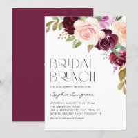 Boho Burgundy and Peach Flowers Fall Bridal Brunch