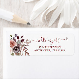 Boho Burgundy automne mariage Étiquette