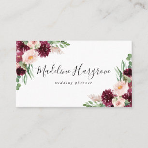 Boho Burgundy & Blush Floral Business Card
