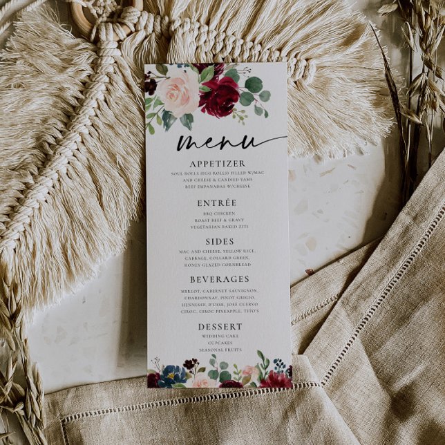 Boho Burgundy Blush Menu (Creator Uploaded)