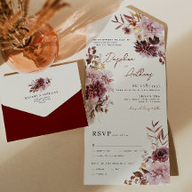 Boho Burgundy Dahlia Tous en un mariage Invitation