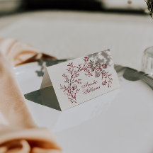 Boho Burgundy Floral Boho Wedding Place Cards