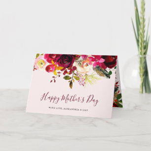 Boho Burgundy Floral   Happy Mother's Day Card