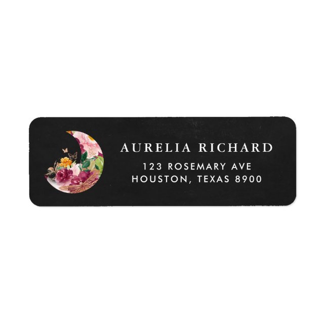 Boho Burgundy Floral Moon Rustic Chalkboard (Front)