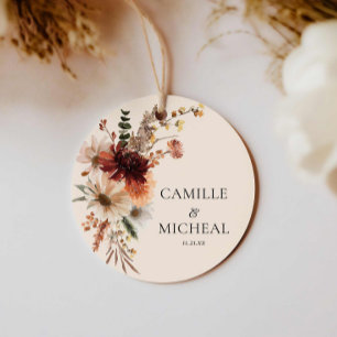 Boho Burgundy Floral Wedding Favour Tags