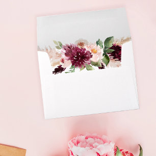 Boho Burgundy & Pink Pampas Grass Floral Envelope