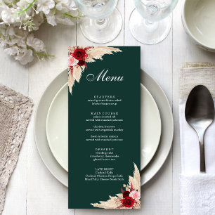Boho Burgundy Roses and Pampas Grass Menu