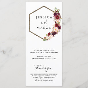 Boho Burgundy Wedding Program