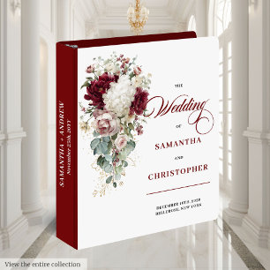 Boho Burgundy White Rose Classeur Wedding planner