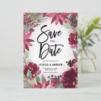 Boho Burgundy Winter Floral Frame Winter
