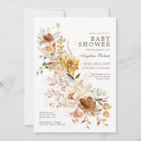 Boho Burnt Orange Butterscotch Flower Baby Shower