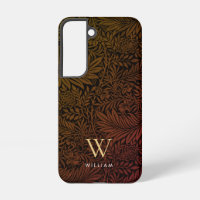 Boho Burnt Orange Floral Gold Monogram Name