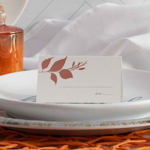 Boho Burnt Orange Foliage Wedding Place Card