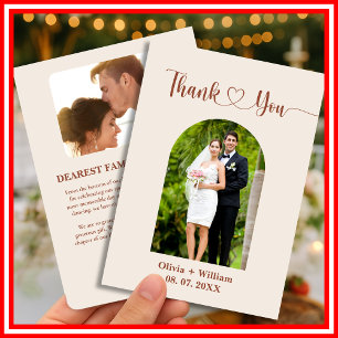 Boho Burnt Orange   Modern Wedding Thank You Card
