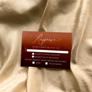 Boho Burnt Orange Ombre Meal Option RSVP Card