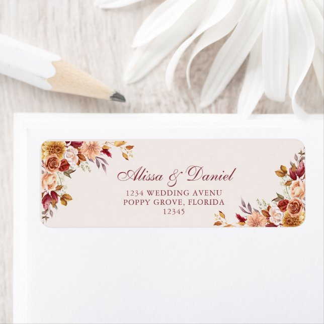 Boho Burnt Orange Terracotta Floral Adresse (En situation)
