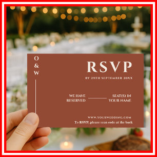 Boho Burnt Orange Terracotta Mariage rustique RSVP
