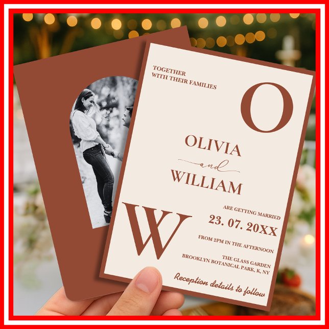 Boho Burnt Orange Terracotta Rustic Wedding  Invitation (Creator Uploaded)